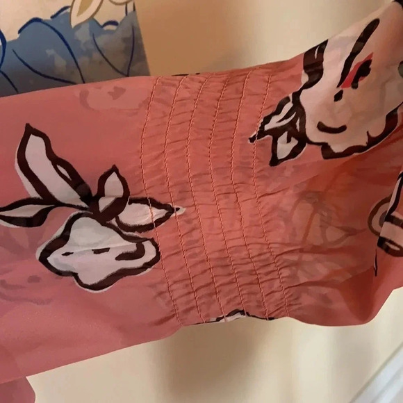 Alfani Pink Abstract Floral Long Sleeve Spring Top Elastic Waist- NWT - Size L - Picture 4 of 10